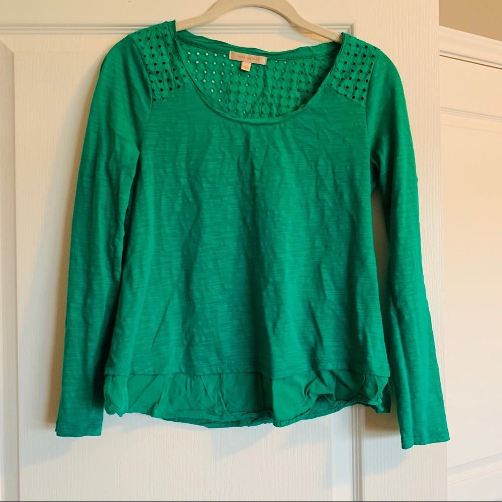 Skies Are Blue Green Long Sleeve Knit Top